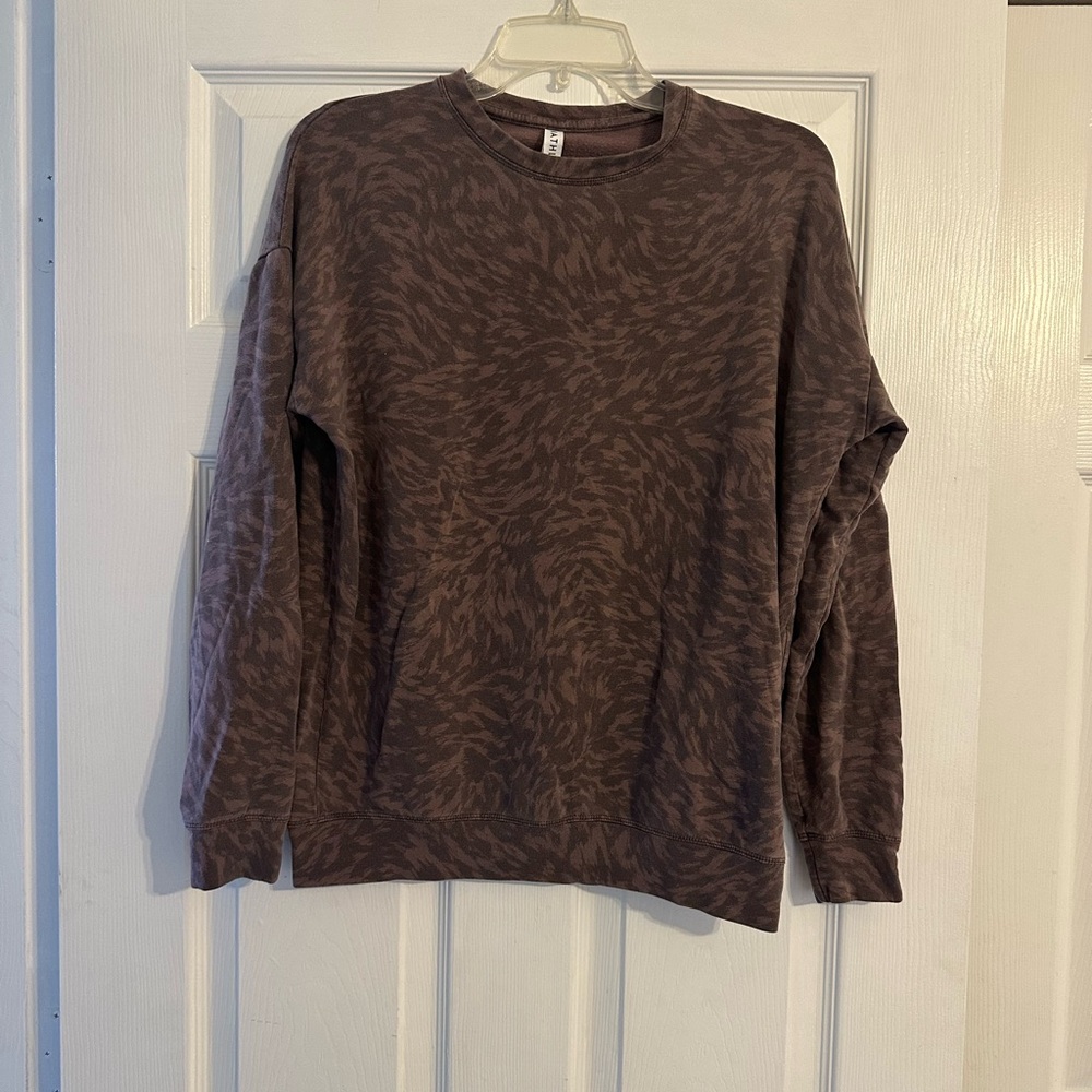 Athleta Dusty Plum Printed Crewneck Sweatshirt